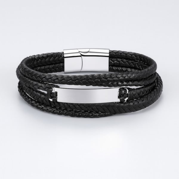 Bracelet personnalise homme cuir gourmette multi cordons