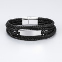 Bracelet personnalise homme cuir gourmette multi cordons