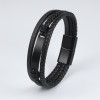 Bracelet personnalise homme cuir gourmette multi cordons