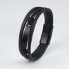 Bracelet personnalise homme cuir gourmette multi cordons