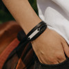 M Bracelet personnalise homme cuir gourmette multi cordons