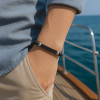 Bracelet personnalise homme cordon perle onyx noir plaque acier a graver personnaliser