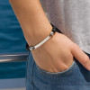 Bracelet personnalise homme cordon perle onyx noir plaque acier a graver personnaliser