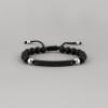 N Bracelet personnalise homme cordon perle onyx noir plaque acier a graver personnaliser