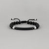 Bracelet personnalise homme cordon perle onyx noir plaque acier a graver personnaliser