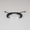 Bracelet personnalise homme cordon perle onyx noir plaque acier a graver personnaliser