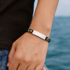 M Bracelet personnalise cuir gourmette acier homme double cordon personnalisable