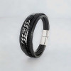 Men's Black Braided Leather Celtic Steel Bracelet