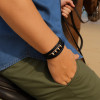 blanc Bracelet cuir noir cordons fermoir acier aimante