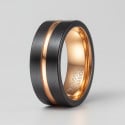 Personalized men's ring tungsten brush groove black gold plate