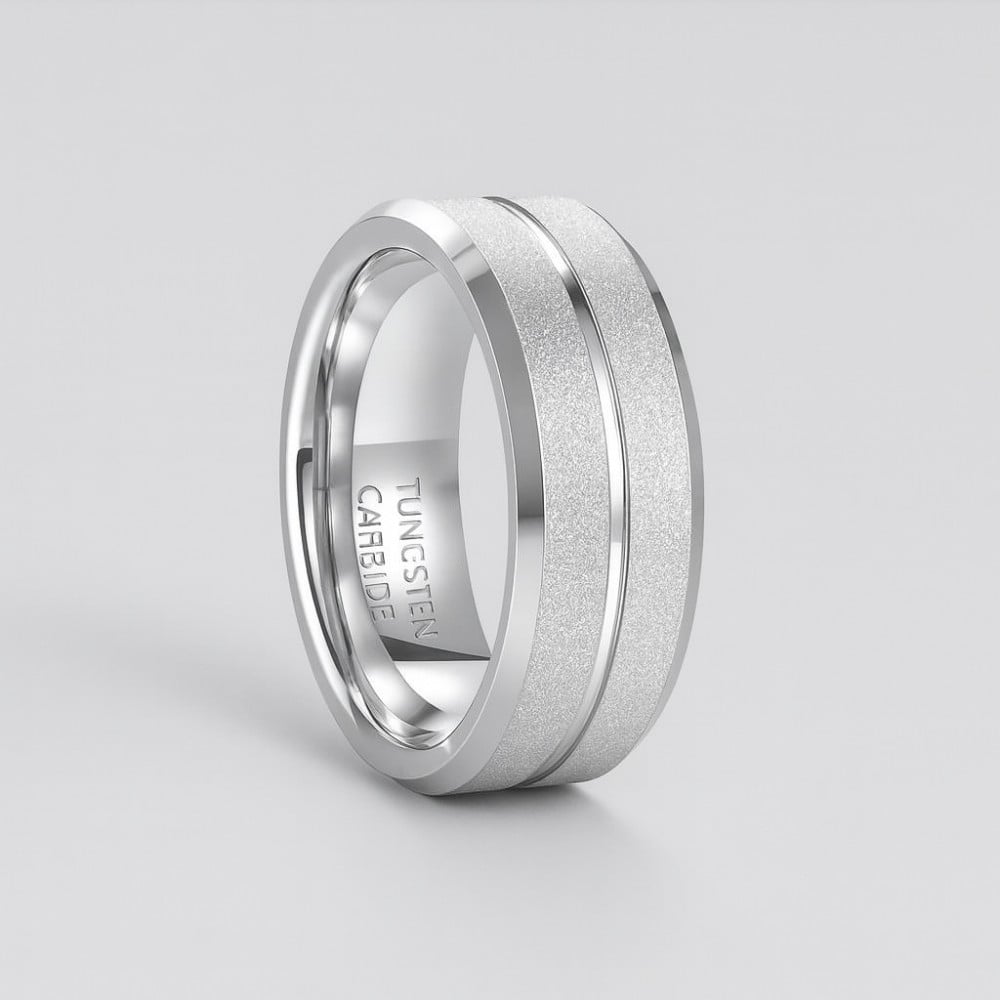 Alliance De Mariage En Tungstène Avec Bois De Koa Hawaïen, Turquoise E