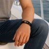 Bracelet homme cuir noir multi cordons croix