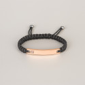 Bracelet personnalise couple nylon tresse zirconium plaque acier