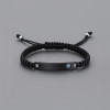 N Bracelet personnalise couple nylon tresse zirconium plaque acier