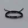 N Bracelet personnalise couple nylon tresse zirconium plaque acier