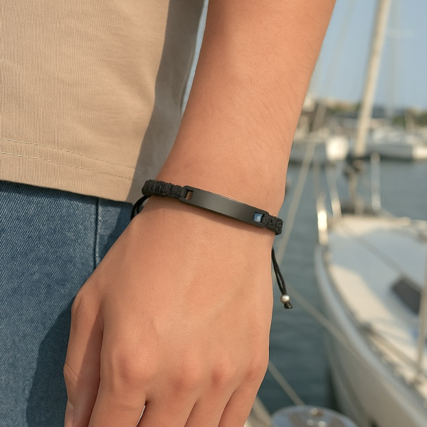 2 Bracciali Intrecciati Coppia E Amicizia Con Gatto - Regolabili - Nero E Bianco - Portafortuna