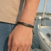 N Bracelet personnalise couple nylon tresse zirconium plaque acier
