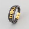 Bracelet cuir noir cordons croix de malte