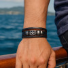 D Bracelet cuir noir cordons croix de malte