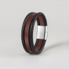 Bracelet homme en cuir noir multi cordons