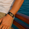 Bracelet cuir noir multi cordons croix ansée