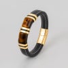 D Bracelet homme cuir tresse noir noeud marin fermoir acier