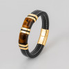 D Bracelet homme cuir tresse noir noeud marin fermoir acier