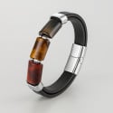 Men’s leather bracelet with natural tiger eye stone