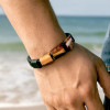 D Bracelet homme cuir tresse multi rubans fermoir acier