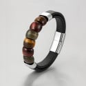 Men’s leather bracelet with natural tiger eye stone
