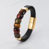 Bracelet homme cuir tresse multi-rubans fermoir acier aimante