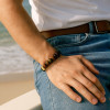 Bracelet homme cuir tresse multi-rubans fermoir acier aimante