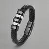 Bracelet homme cuir anneau fermoir acier magnetique