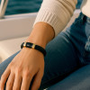Bracelet homme cuir anneau fermoir acier magnetique