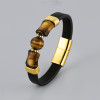 Bracelet homme cuir anneau fermoir acier aimante