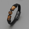 Bracelet homme cuir anneau fermoir acier aimante
