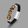 Bracelet homme cuir anneau fermoir acier aimante