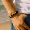 M Bracelet homme cuir anneau fermoir acier aimante