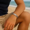 Bracelet homme argent massif tresse symbole OM