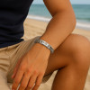 Bracelet homme argent massif tresse symbole OM