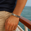 Bracelet homme argent massif tresse symbole OM