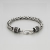 Bracciale in argento da uomo, catena intrecciata, chiusura a gancio