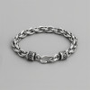 Bracciale in argento da uomo, catena intrecciata, chiusura a gancio