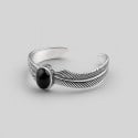 Men's bracelet solid silver bangle angel wings black onxy