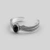 Bracelet jonc argent massif ailes ange onxy noir homme femme