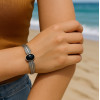 Bracelet jonc argent massif ailes ange onxy noir homme femme