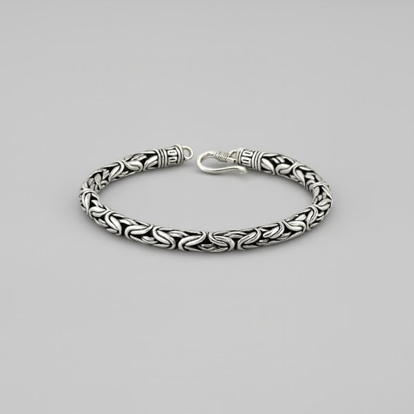 Bracelet balinais Argent Maille Tresse Cylindre Homme