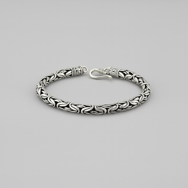 Bracelet balinais Argent Maille Tresse Cylindre Homme