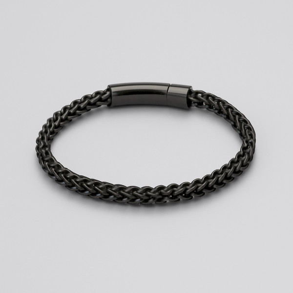 Bracelet homme chaine acier plaque noir