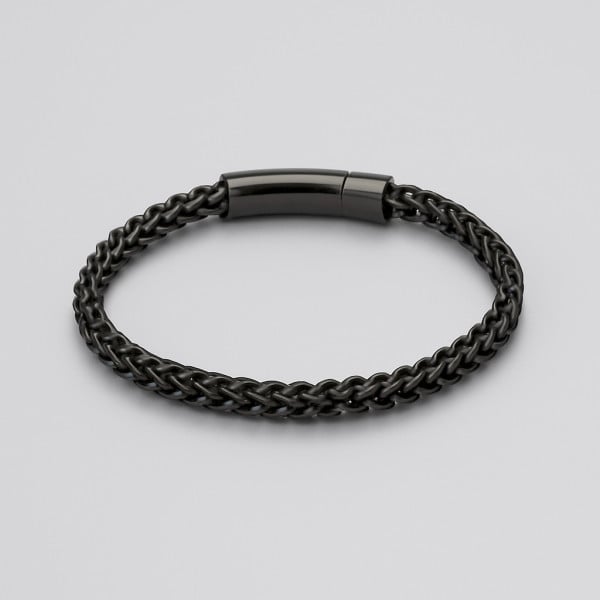 Bracelet homme chaine acier plaque noir